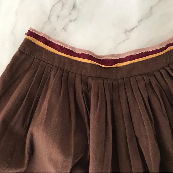 Anthropologie Viola Brown Dusty Pink Floral A-Line Skirt Size 4 - Picture 5 of 9